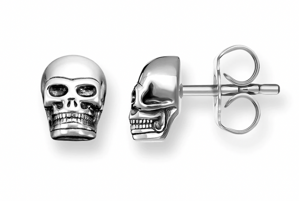 Mini Skull Silver Stud Earring