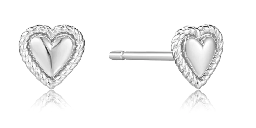 Ropes and Dreams - Silver Rope Heart Stud Earring