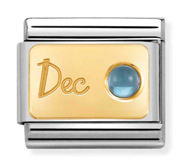December (Light Blue Topaz) Birthstone Gold Charm