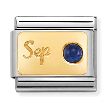 Birthstone 9 - September (Sapphire) Gold Charm