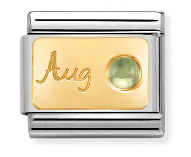 Birthstone 8 - August (Peridot)  Gold Charm