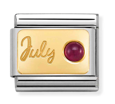 July (Ruby) Birthstone Gold Charm