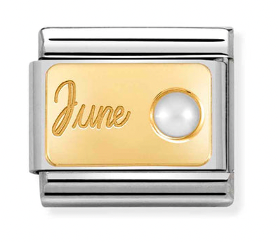 Birthstone 6 - June (Pearl) Gold Charm