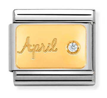 Birthstone 4 - April (Diamond) Gold Charm