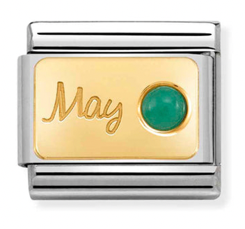 Birthstone 5 - May (Emerald) Gold Charm