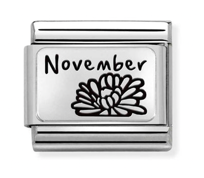 November Chrysanthemum Flower Silver Charm