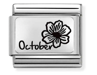 Birth Month Flower 10 - October Marigold Flower Silver Charm