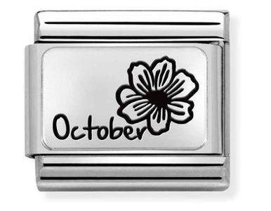 October Marigold Flower Silver Charm