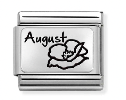 Birth Month Flower 8 - August Poppy Flower Silver Charm