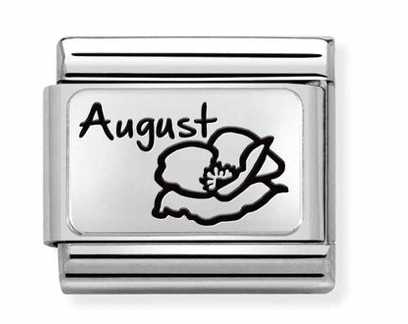 August Poppy Flower Silver Charm