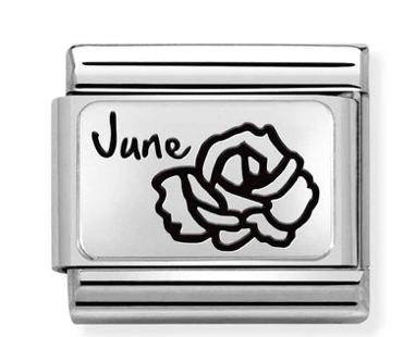 June Rose Flower Silver Charm
