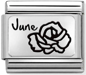 Birth Flower - June (Rose) Silver Charm