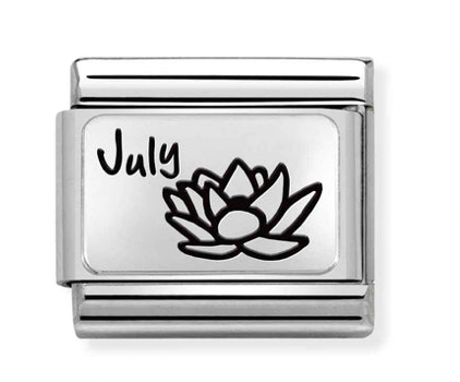 Birth Month Flower 7 - July Waterlily Flower Silver Charm