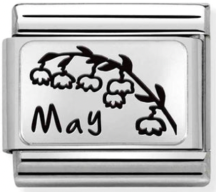 Birth Flower - May Lily of the Valley Flower Silver Charm