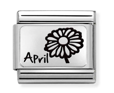 April Daisy Flower Silver Charm