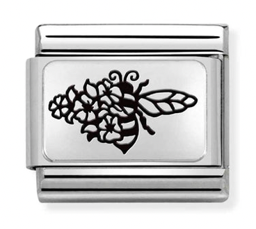 Animal - Bee in Flowers Silver Charm