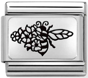 Animals - Bee with Flowers Silver Charm