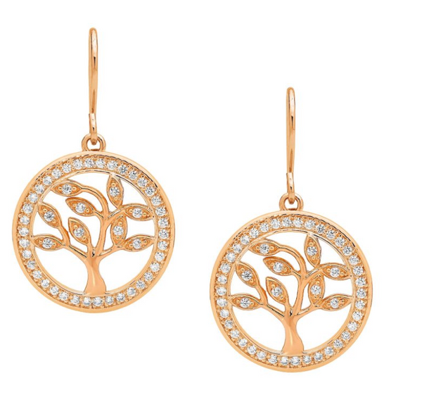 Tree of Life Earrings w/ CZ - 2 colours