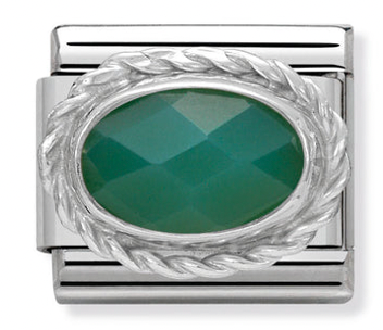 Birthstone - Green Agate Silver Charm