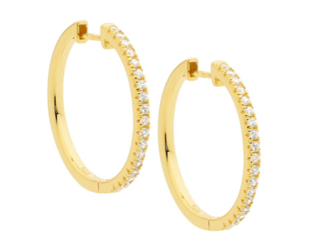 25mm CZ Gold Hoop Earrings