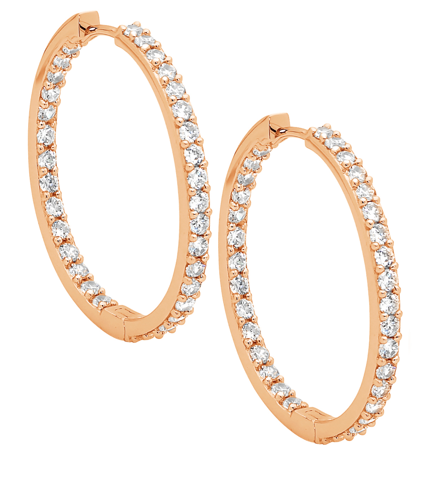 30mm CZ Hoop Earrings - 3 colours