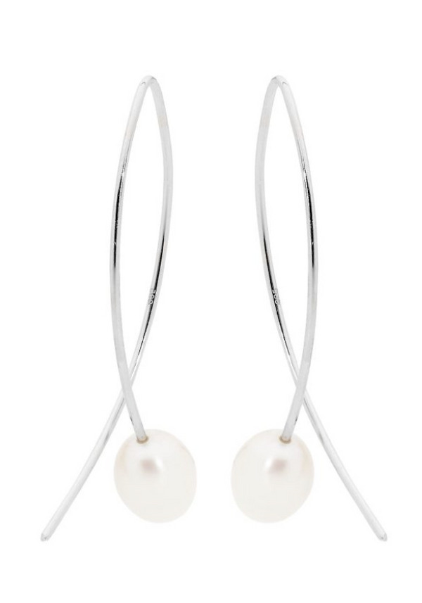 Freshwater Pearl Crossover Earrings