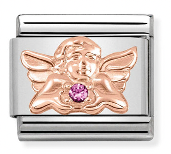 Angel - Guardian Angel of Friendship with Purple Crystal Rosegold Charm