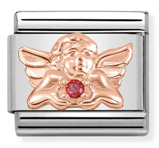 Angel - Guardian Angel of Love with Red Crystal Rosegold Charm