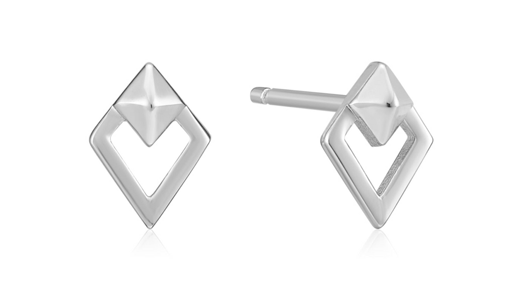 Spike It Up - Silver Diamond Stud Earrings