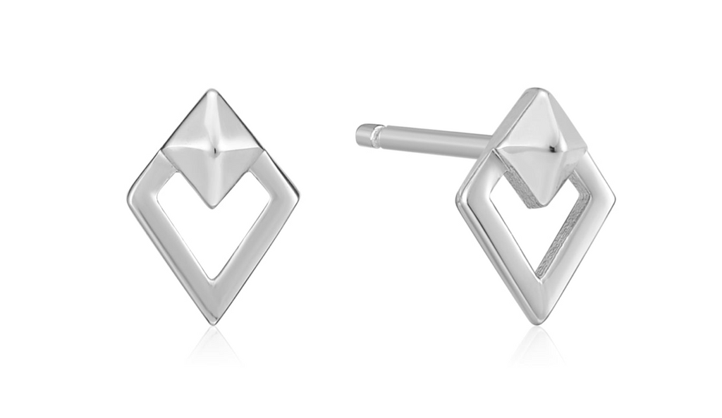 Silver Spike Diamond Stud Earrings