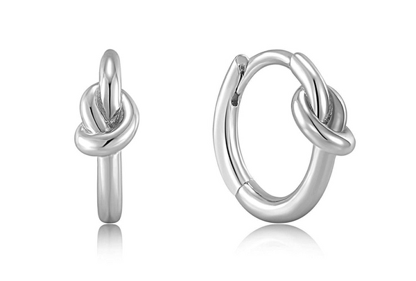 Forget Me Knot  - Huggie Silver Hoop Earrings