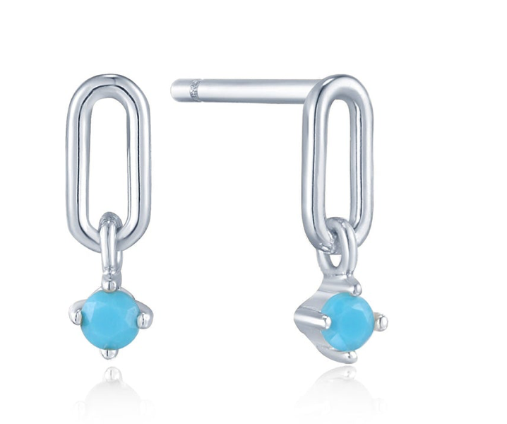Into The Blue - Turquoise Link Stud Earrings