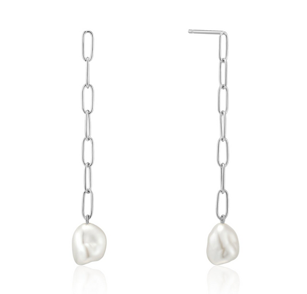 Pearl of Wisdom - Chunky Pearl Silver Drop Earrings