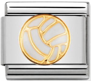 Sports - White Volleyball/Netball Gold Charm