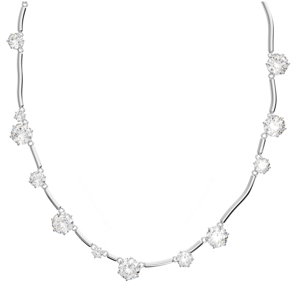 Constella: White Round Cuts Silver Necklace