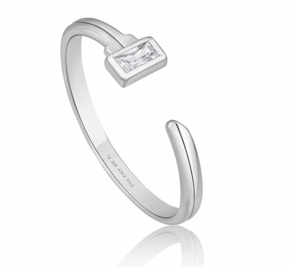 Under Lock and Key - CZ Adjustable Silver Ring