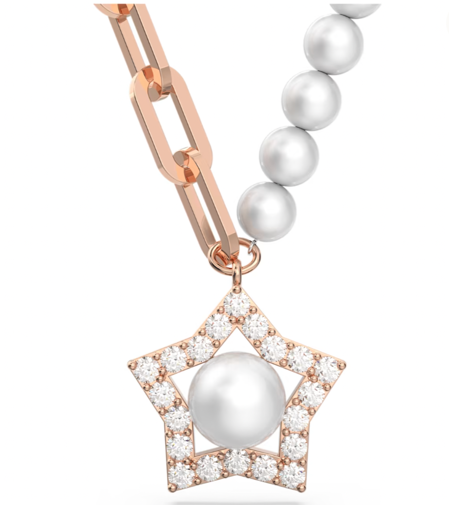 Stella Crystal Pearls & Rosegold Star Necklace