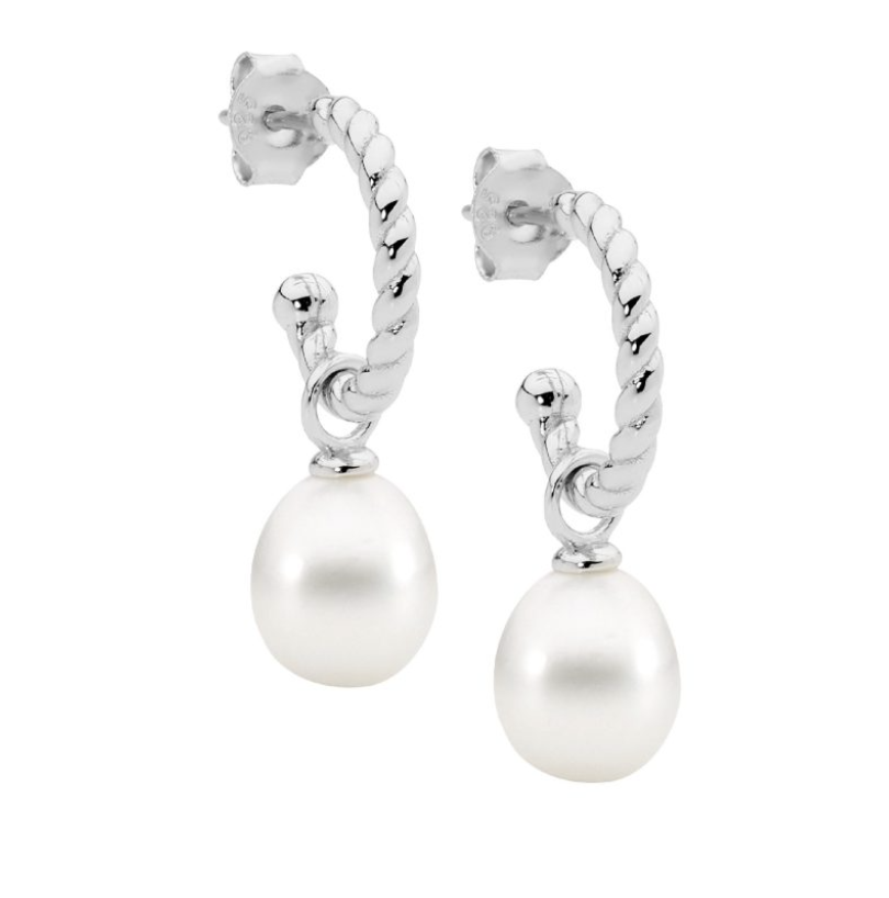 Twist freshwater pearl hoop earrings - 3 colours