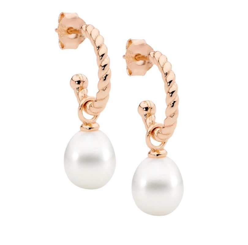 Twist freshwater pearl hoop earrings - 3 colours