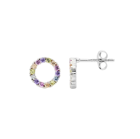Pastel CZ Open Circle Earring
