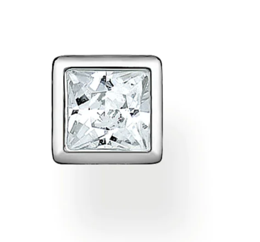 White Stone Silver Ear Single Studs