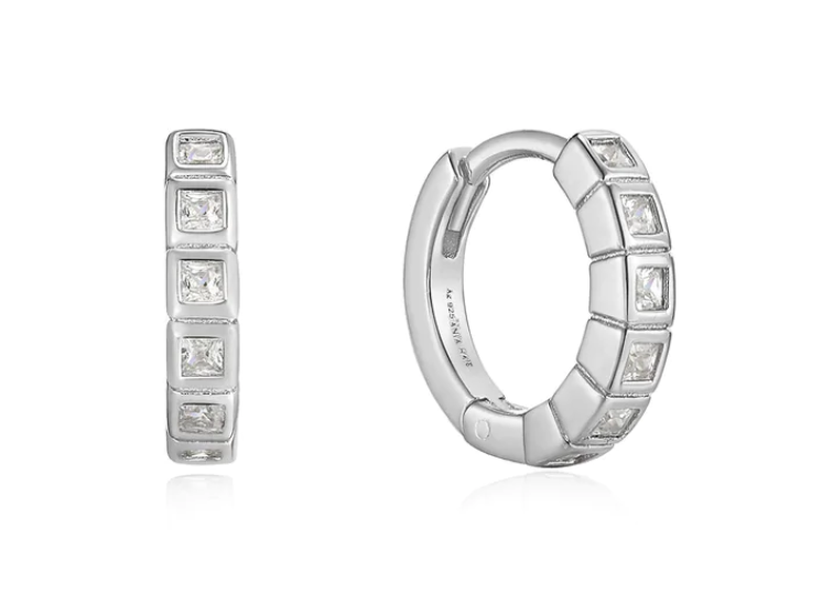 Glam Rock - CZ Huggies Hoop Silver Earrings