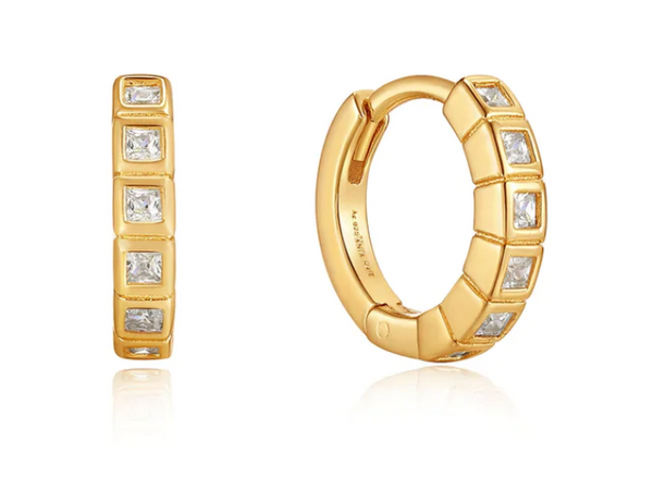 Glam Rock - CZ Huggies Hoop Gold Earrings