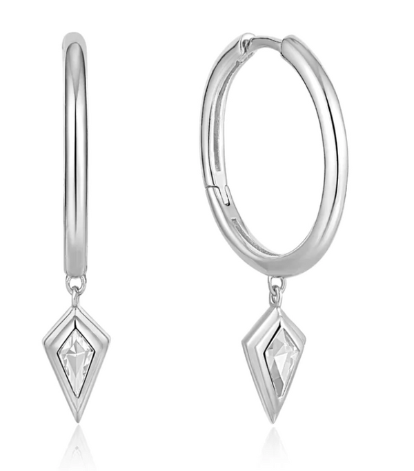 Dance 'Til Dawn - Sparkle Drop Silver Pendant Hoop Earrings
