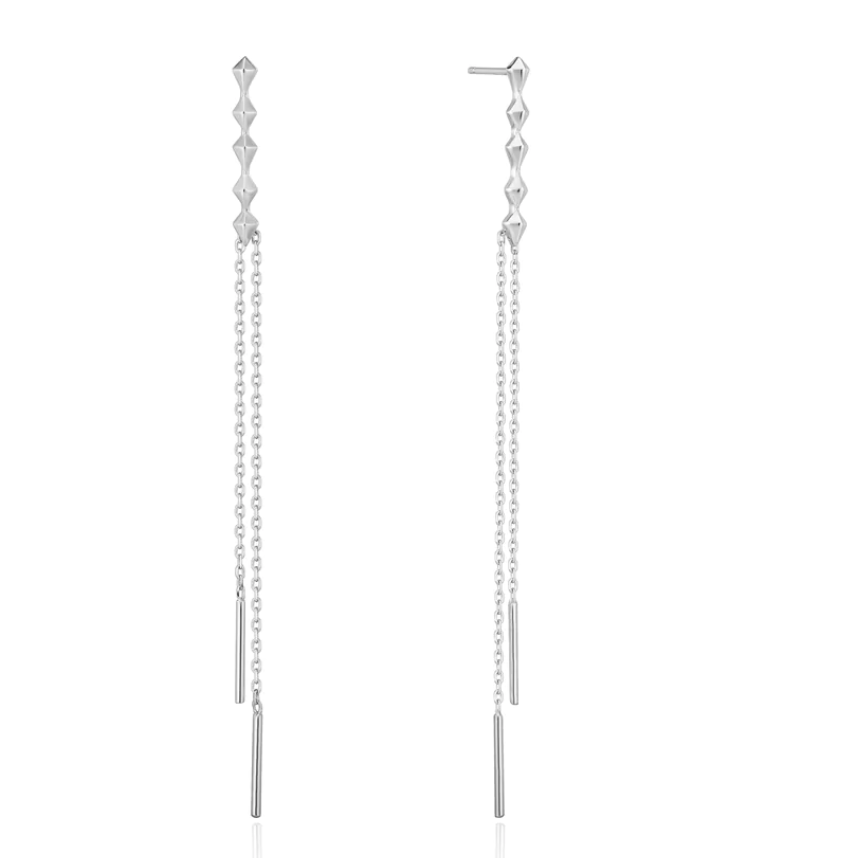Spike It Up - Silver Spike Drop Earrings