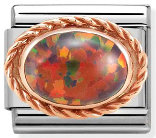 Gemstones - Red Opal Stone Twist Rosegold Charm