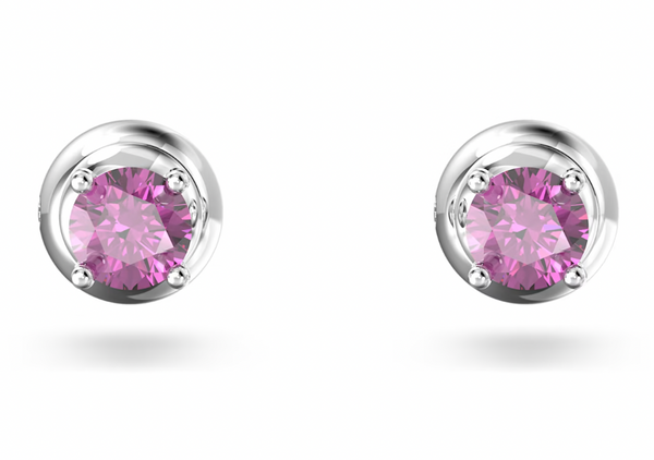 Stilla Purple Round Cut Stud Earrings