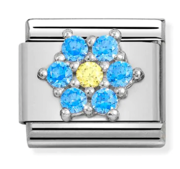 Light Blue & Yellow CZ Flower