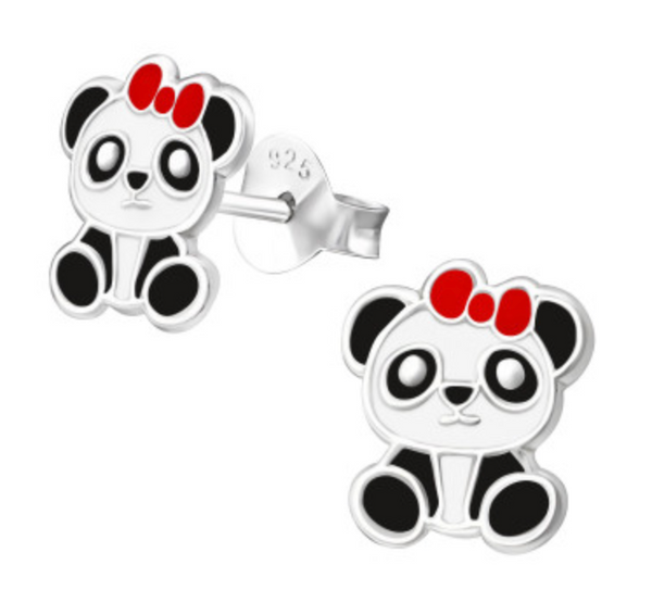 Kids Panda Silver Stud Earrings - 2 colours