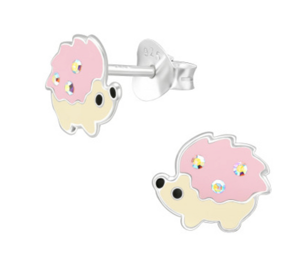 Kids Hedgehog Silver Stud Earrings